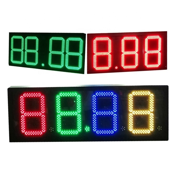 Outdoor Waterproof RF Remote Control RGB Large 7 Segment Led Display 20 inch 24inch 7 Segment Led Gas Station Display