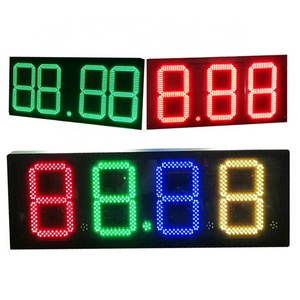 Outdoor Waterproof RF Remote Control RGB Large 7 Segment Led Display 20 inch 24inch 7 Segment Led Gas Station Display