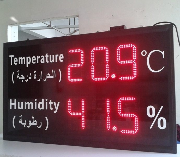 Waterproof Led Time And Temperature Display Signs Outdoor Led Clock Time Date Temperature Sign