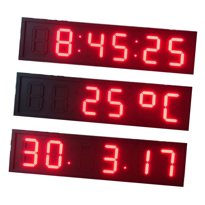 Waterproof Led Time And Temperature Display Signs Outdoor Led Clock Time Date Temperature Sign