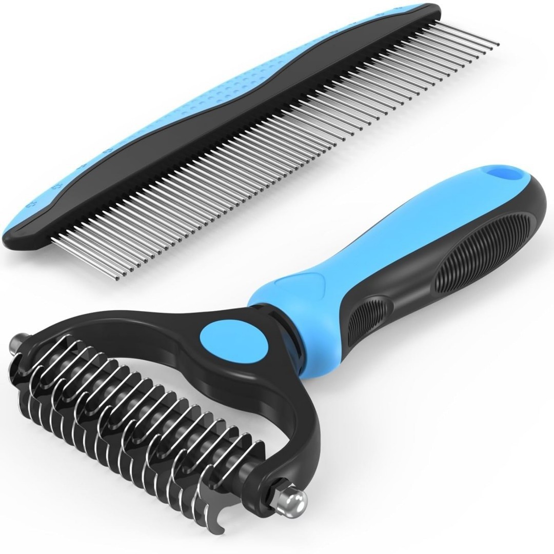 Pet Hair Removal Grooming Slicker Wide Brush Double Sided Shedding Dematting Undercoat Rake Comb for Dog Cat