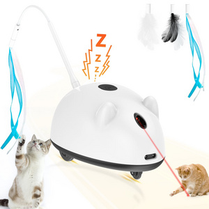 Unipopaw Indoor Interactive Electronic Auto On Off USB Rechargeable Moving Exercise Laser Feather Cat Mouse Toy