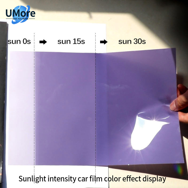 Free Sample Clear to Black/Purple Smart UV Photochromic TPU Car Headlight PPF Film Headlight Tint Film Headlight Protection Film