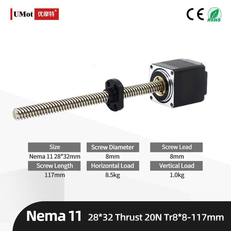 Customized 1.8 Degree Trapezoidal Thread Nema 8/11/14/17/23 Micro Lead Screw Linear Actuator Stepper Motor With Lead Screw