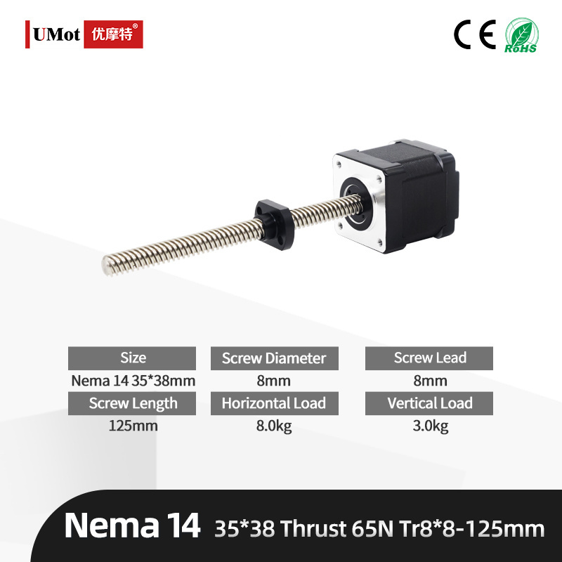 Customized 1.8 Degree Trapezoidal Thread Nema 8/11/14/17/23 Micro Lead Screw Linear Actuator Stepper Motor With Lead Screw