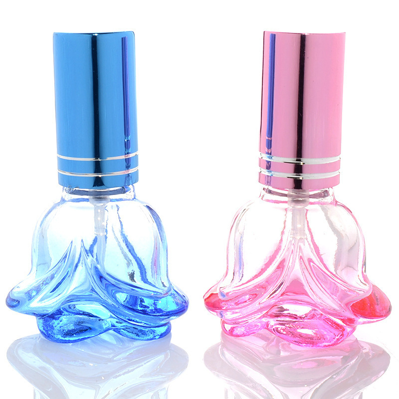 Wholesale Fancy Rose Flower Shaped Gradient Color 6mL Glass Perfume Spray Bottle