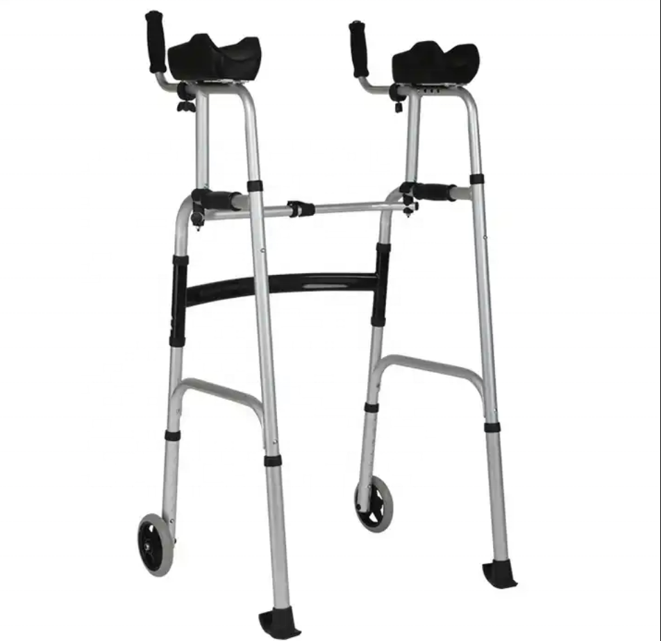 Portable aluminum alloy single folding walker handicap walking Forearm platform for disabled