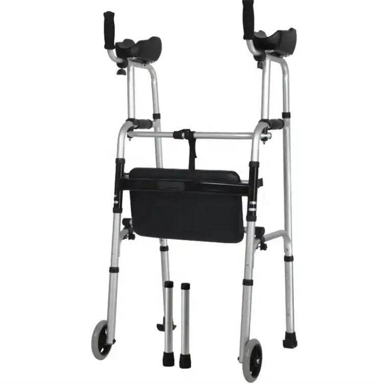 Portable aluminum alloy single folding walker handicap walking Forearm platform for disabled