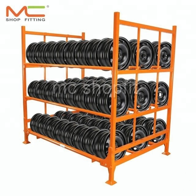 Warehouse stacking tire rack Collapsible tire storage steel rack