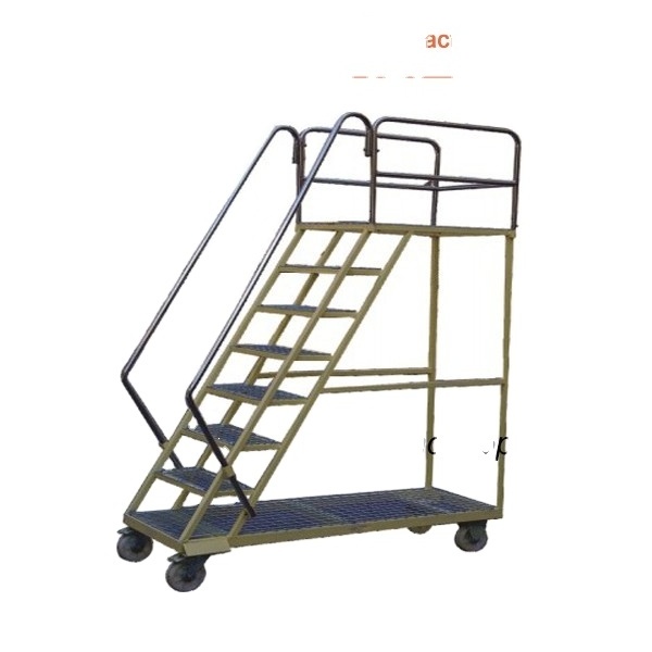 2.5 meters rails ladder trolley for warehouse or supermarket