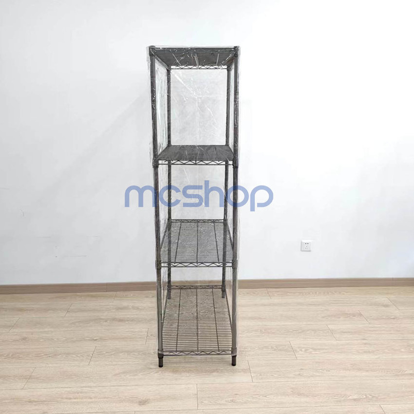 Customized household PVC dust proof wire shelving rack with dust cover