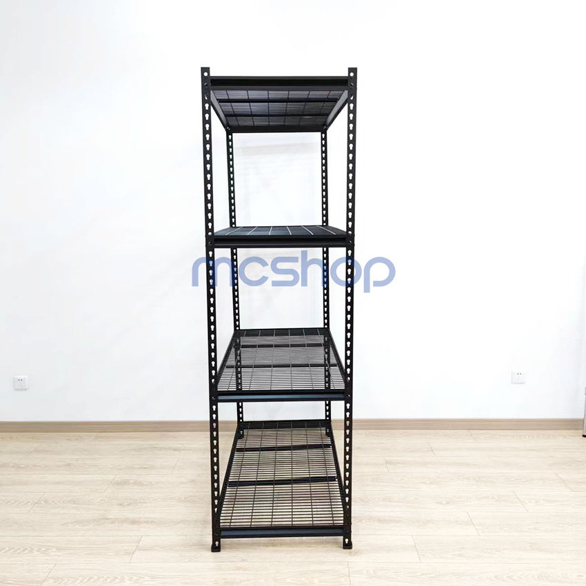 Customized boltless angle steel rack Z-beam shelving unit with mesh shelf