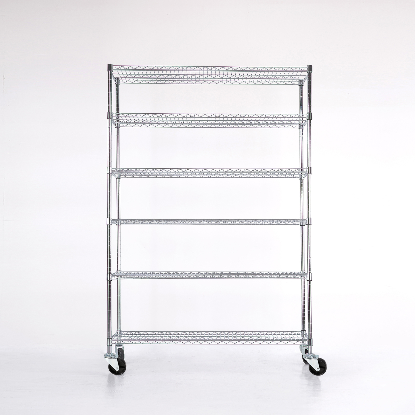 NSF 4 Wheels Chrome Plated Supermarket Wire Rack, Storage Wire Shelving