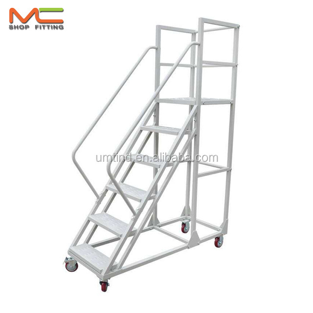 2.5 meters rails ladder trolley for warehouse or supermarket