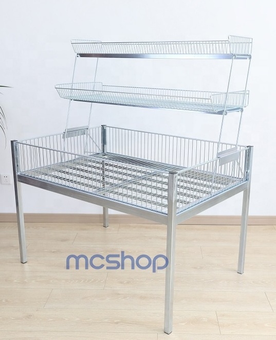 Wholesale Supermarket Bargain Table Metal Steel Wire Table Cage Rack Promotion Table