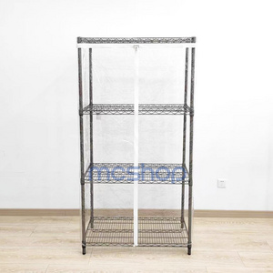 Customized household PVC dust proof wire shelving rack with dust cover