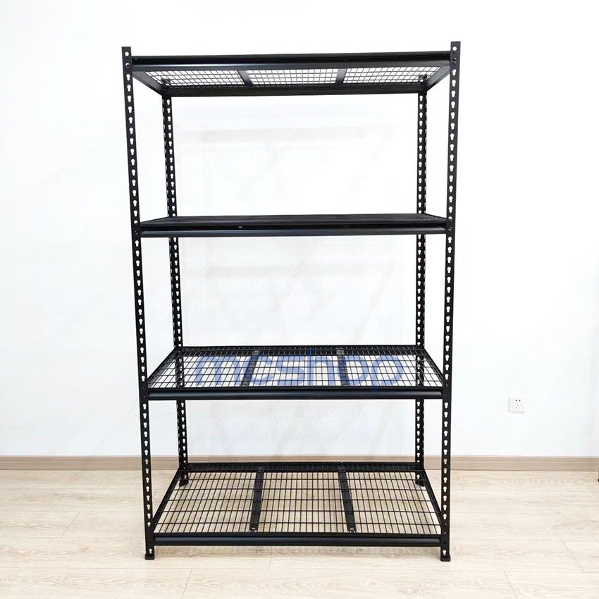 Customized boltless angle steel rack Z-beam shelving unit with mesh shelf