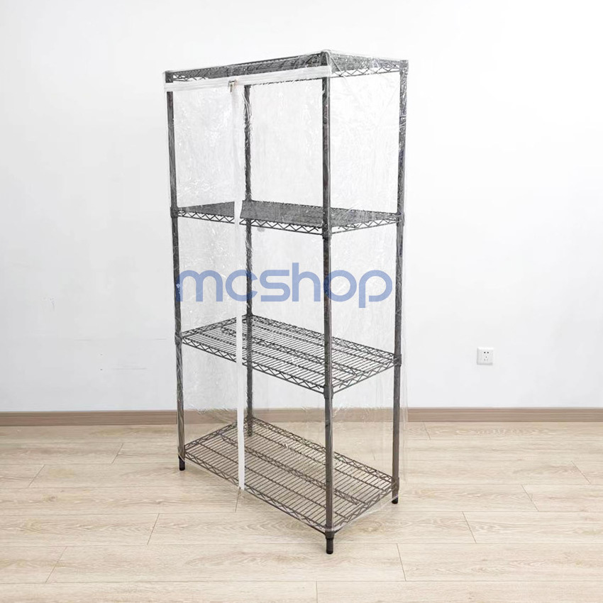 Customized household PVC dust proof wire shelving rack with dust cover