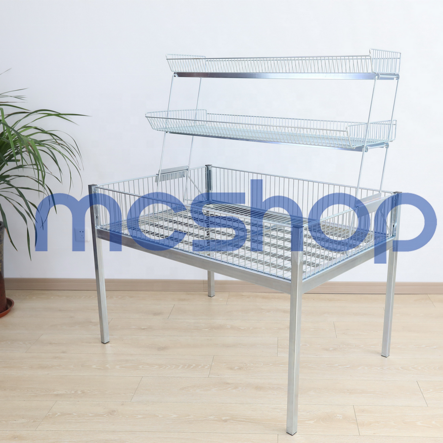 Wholesale Supermarket Bargain Table Metal Steel Wire Table Cage Rack Promotion Table