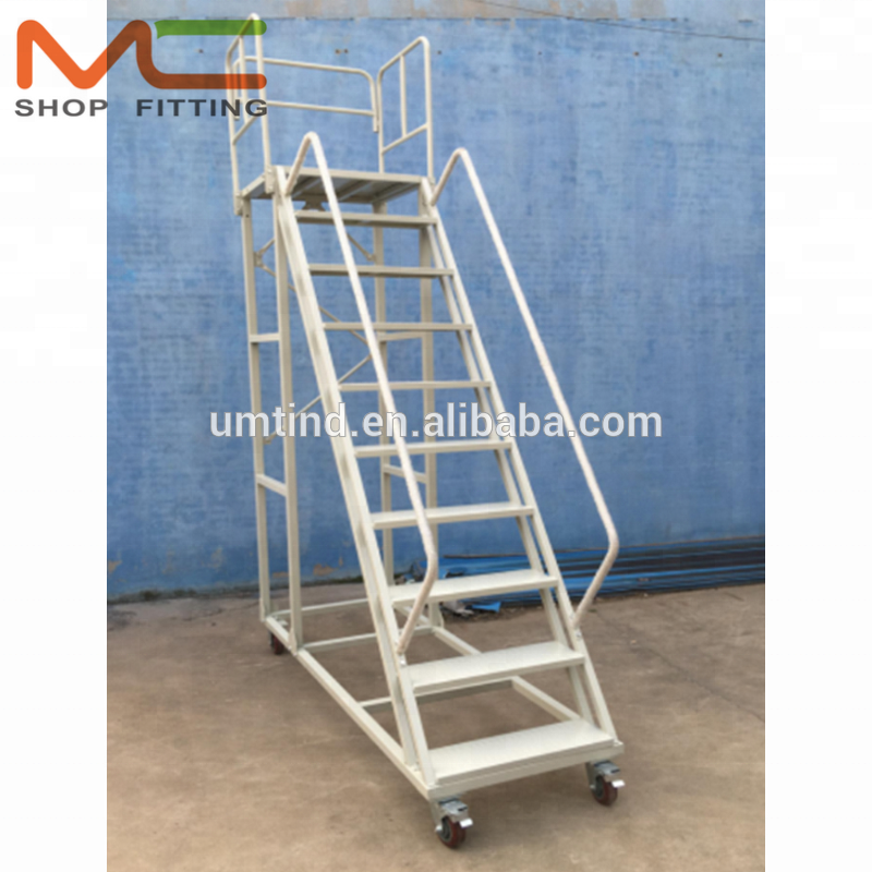 2.5 meters rails ladder trolley for warehouse or supermarket