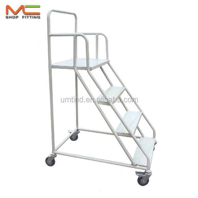 2.5 meters rails ladder trolley for warehouse or supermarket