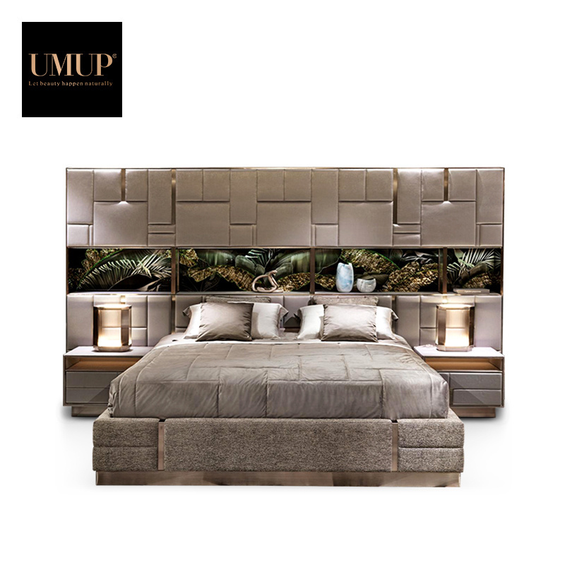 180*200 fabric king size bedroom bed luxury Italian design bedroom furniture modern style bookcase headboard bed