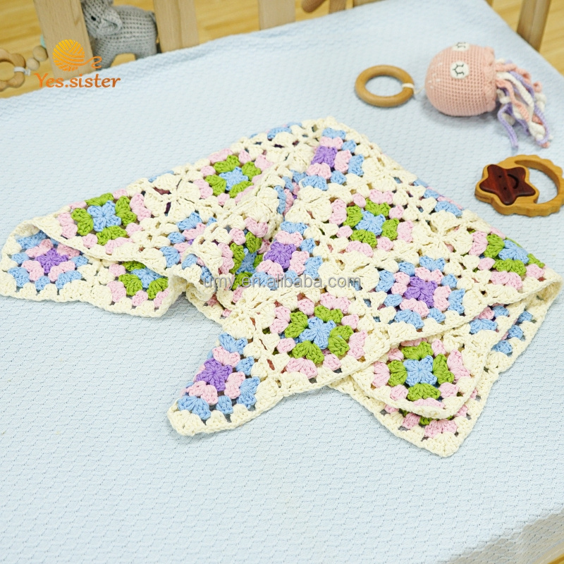 Crochet Handmade Good Newborn Soft Organic Baby Cot 100% Cotton Boy Knit Blankets