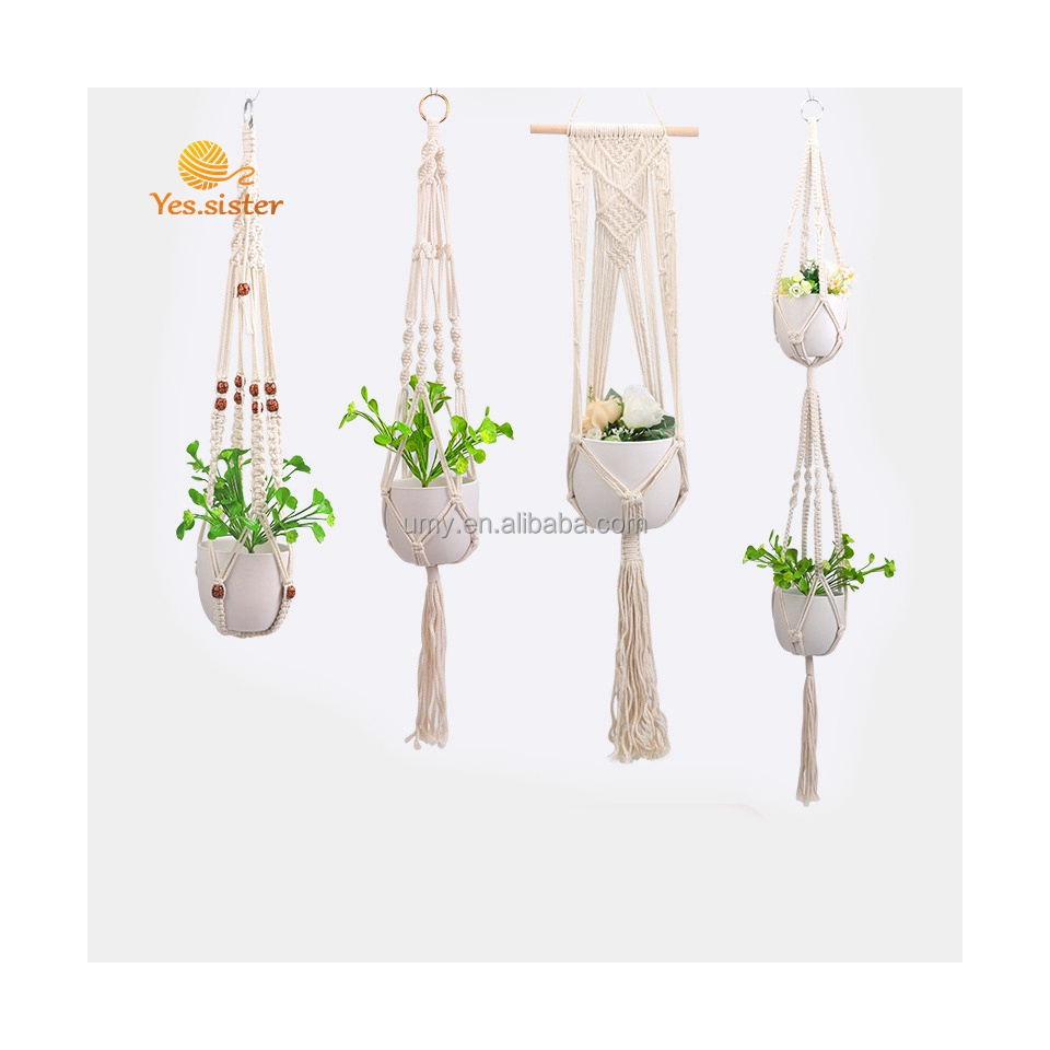 Wholesale Hot Selling Bohemian Home Boho Decor Cotton Cord Rope Macrame Plant Hangers