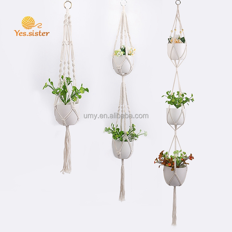 Wholesale Hot Selling Bohemian Home Boho Decor Cotton Cord Rope Macrame Plant Hangers