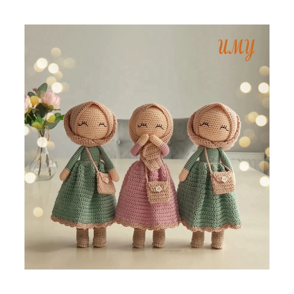 Islamic Baby Knitted Dolls Hijab Geschenk Muslim Shower Gifts Kids Eid Deco Ramadan Crafts Advent Stuff Amigurumi Crochet Toys