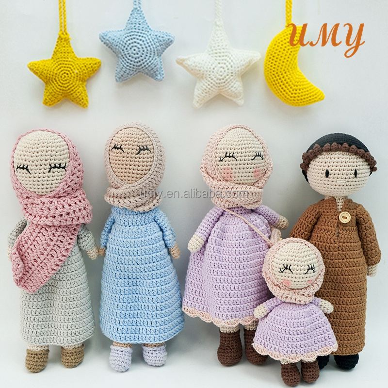 Islamic Baby Knitted Dolls Hijab Geschenk Muslim Shower Gifts Kids Eid Deco Ramadan Crafts Advent Stuff Amigurumi Crochet Toys