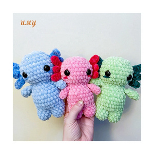 Custom Plushie Amphibians Lizard Albino Ajolote Peluche Axolotl Pet Plush Stuffed Crochet Animal Amigurumi Baby Soft Toys Doll