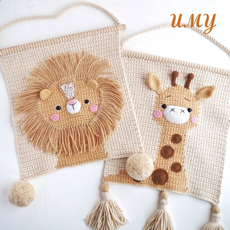 Knit Toy Nordic Jungle Animal Party Decoration Custom Newborn Baby Room Nursery Decor Crochet Rideau Murales