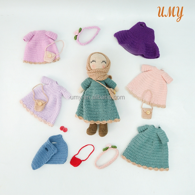 Islamic Baby Knitted Dolls Hijab Geschenk Muslim Shower Gifts Kids Eid Deco Ramadan Crafts Advent Stuff Amigurumi Crochet Toys