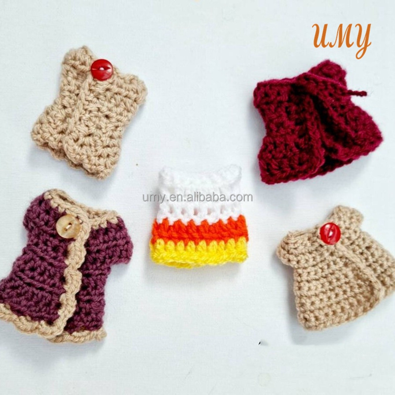 Pretend Play Miniature Doll Accessories Sets Soft Girls Crochet Knit Mini Dress Up Doll Clothes Diy Toy For Girls