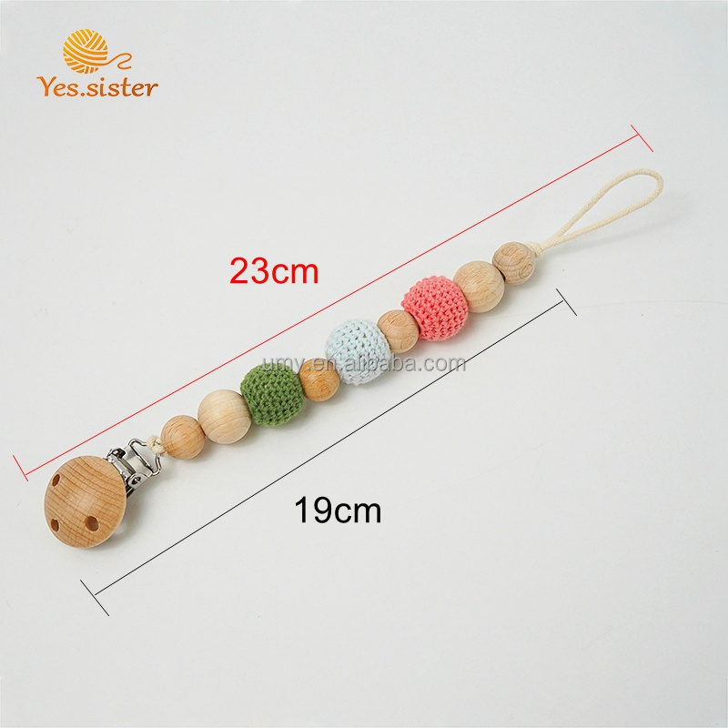 Safety Strap Crochet Bulk Wooden Beads Clip Toddler Dummies Baby Pacifier Chain