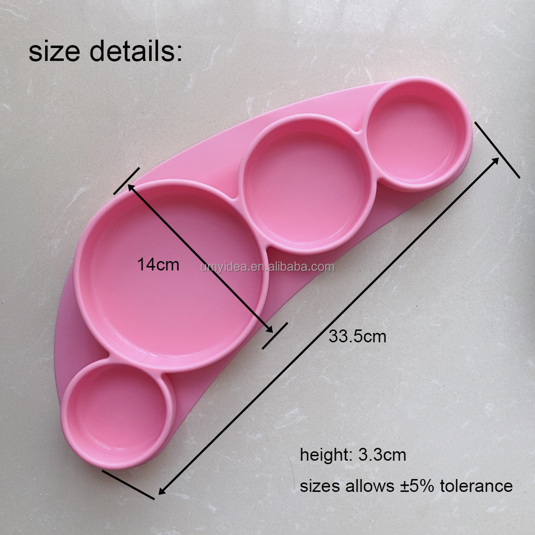 2021 Food plate divider Silicone Portable Flexible Food Separator 4 divided food plate separator for plate portion control