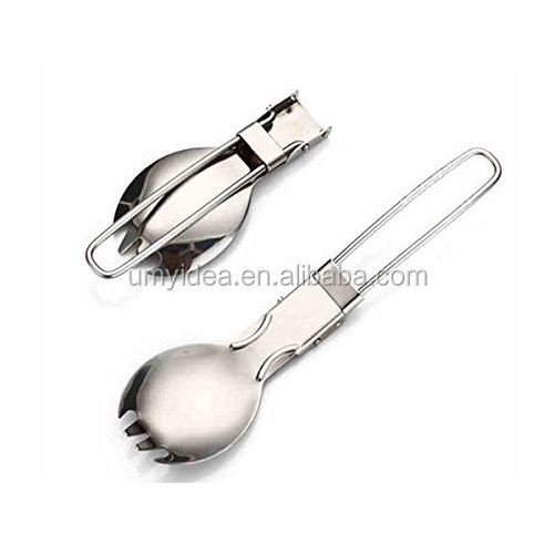 2020 NEW Hiking Camping Cutlery Foldable Spoon Stainless Steel Fork Traveller Spork Knife,travel cutlery set stainless steel