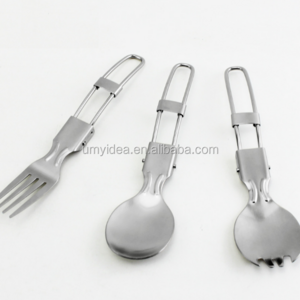 2020 NEW Hiking Camping Cutlery Foldable Spoon Stainless Steel Fork Traveller Spork Knife,travel cutlery set stainless steel