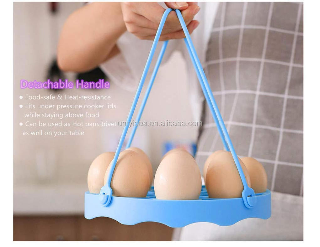 2019 Silicone Egg Steamer Rack for Instant- Pot Accessories, Pressure Cookers Sling Holds 9 Eggs Rack for 5/6, 8 Quart