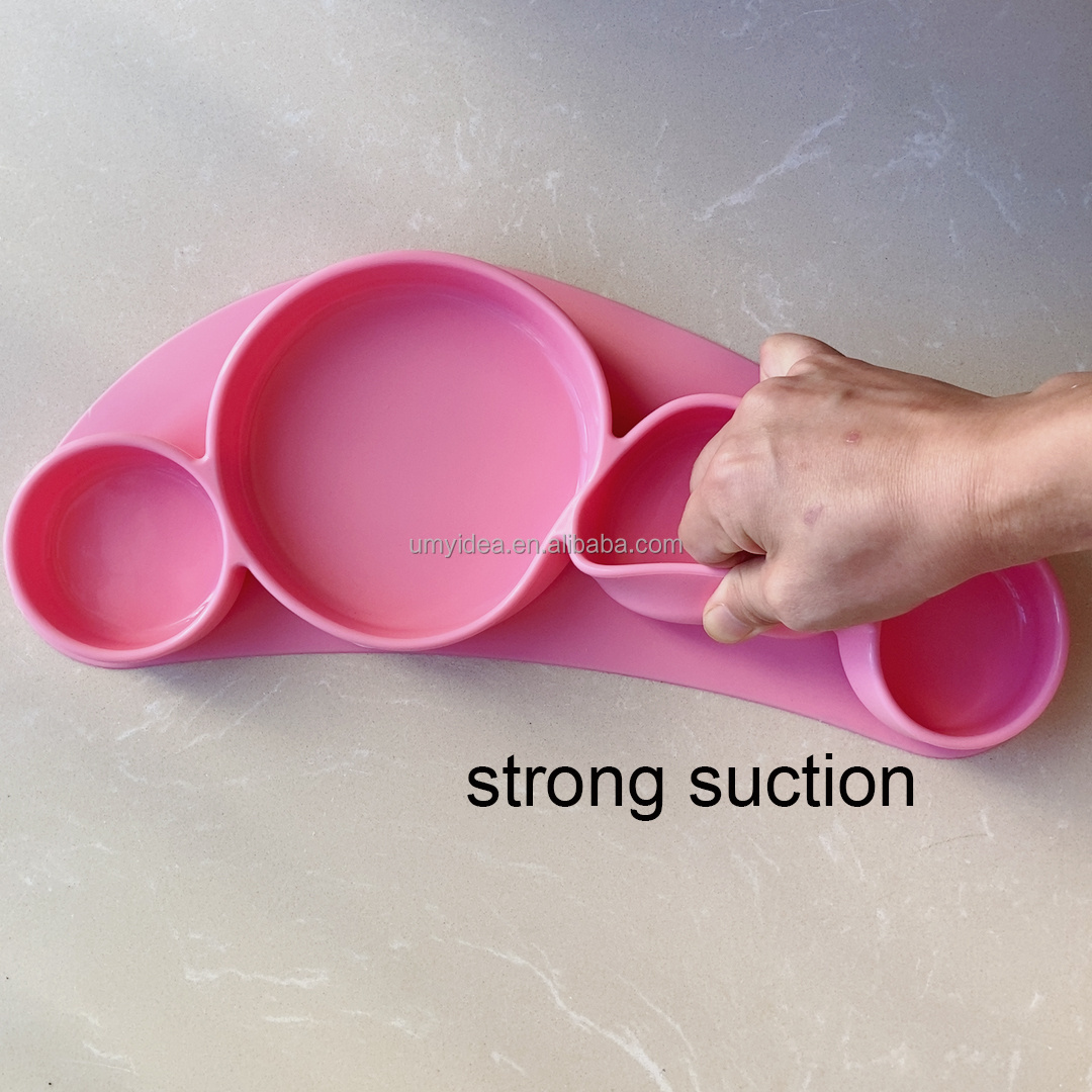 2021 Food plate divider Silicone Portable Flexible Food Separator 4 divided food plate separator for plate portion control