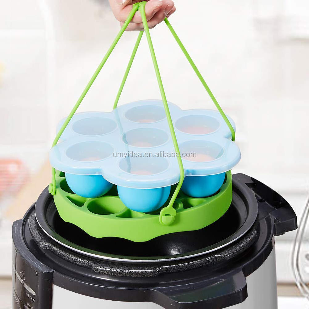 2019 Silicone Egg Steamer Rack for Instant- Pot Accessories, Pressure Cookers Sling Holds 9 Eggs Rack for 5/6, 8 Quart