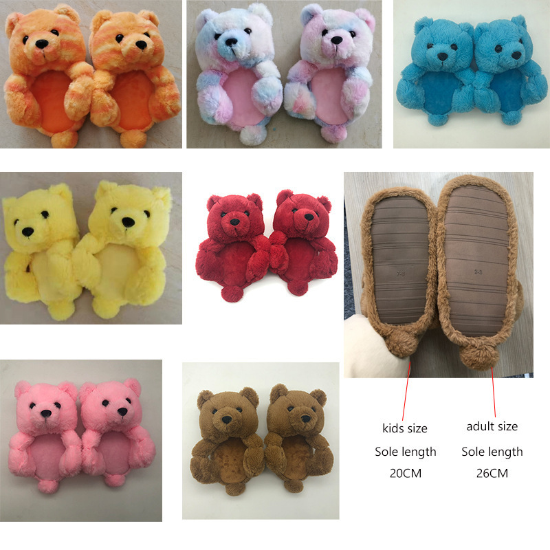 Teddy bear slippers 2021 new arrivals fuzzy teddy Wholesale Plush New Style Slippers House Teddy Bear Slippers for Women Girls