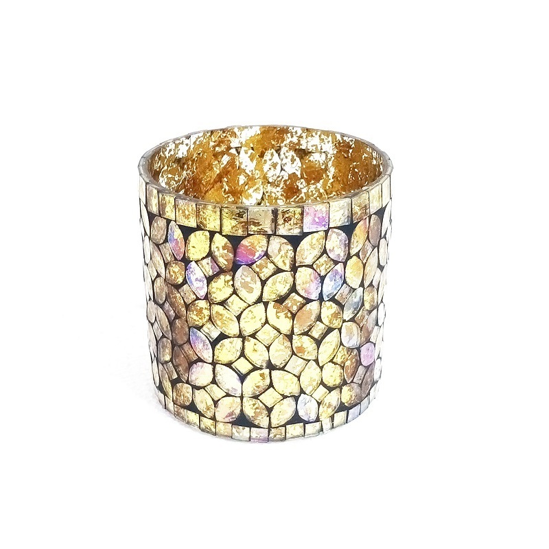 Stained Glass Mosaic Votive Bowl Candle Holder For Home Decoration Bedroom Birthday Wedding Decoration Tealight Holder