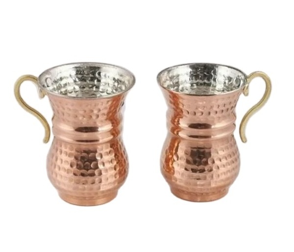 2023 latest Collection Ayurvedic Copper Mugs Set hammered Design Italian Restaurants Drinkware Copper Steel Wine Mug Vodka Cups