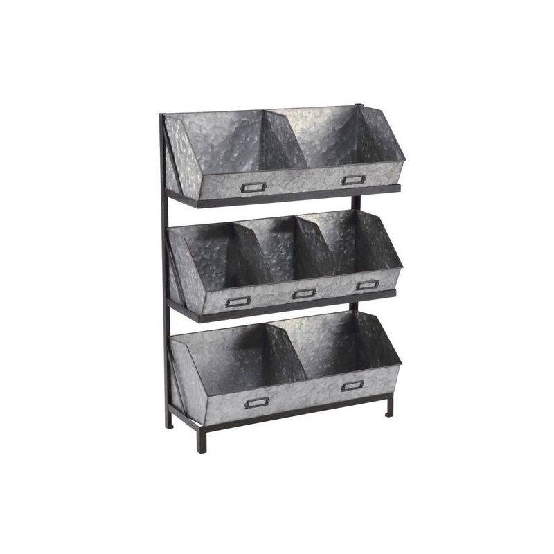 Industrial Galvanize Metal Garage Storage Shelves 3 Tier Numbered Compartments Quality Galvanize Caddy