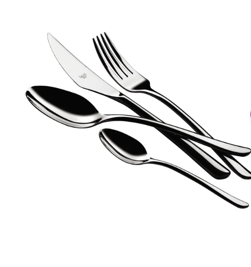 Cutlery Sets Best For Partyware Italian Restaurants Black Coated Silverware With Reusable Quality Logo printed Solid Cutlery