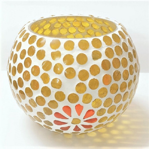 Stained Glass Mosaic Votive Bowl Candle Holder For Home Decoration Bedroom Birthday Wedding Decoration Tealight Holder