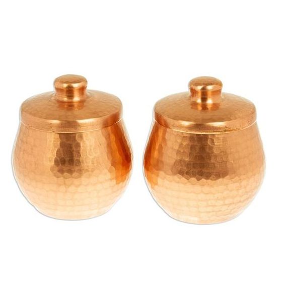 Decorative Tea And Sugar Pots Kitchen Luxuries Premium Kitchen Accessories Copperware Spice And Salt jar Pots With LID