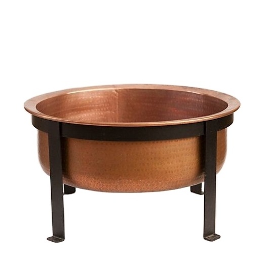 BBQ Grill Corten Steel Outdoor Fire Pit Eco Friendly Metal Copper tone Latest Logo pattern Printed Fire Pit With Stand